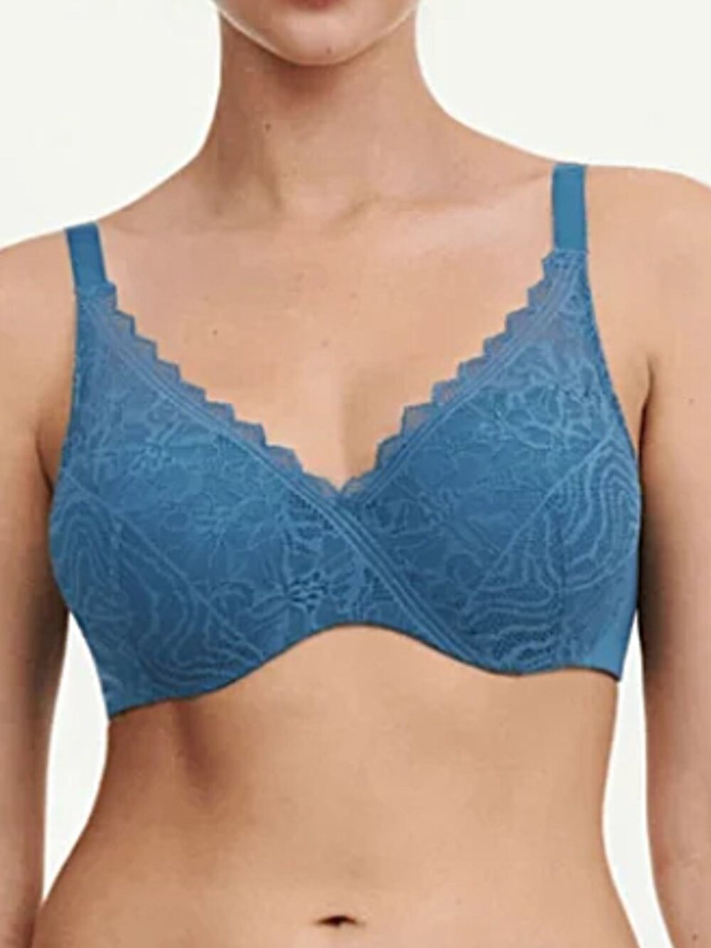CHANTELLE EasyFeel Floral Touch Blue Lace Underwire Bra--NWT—40C